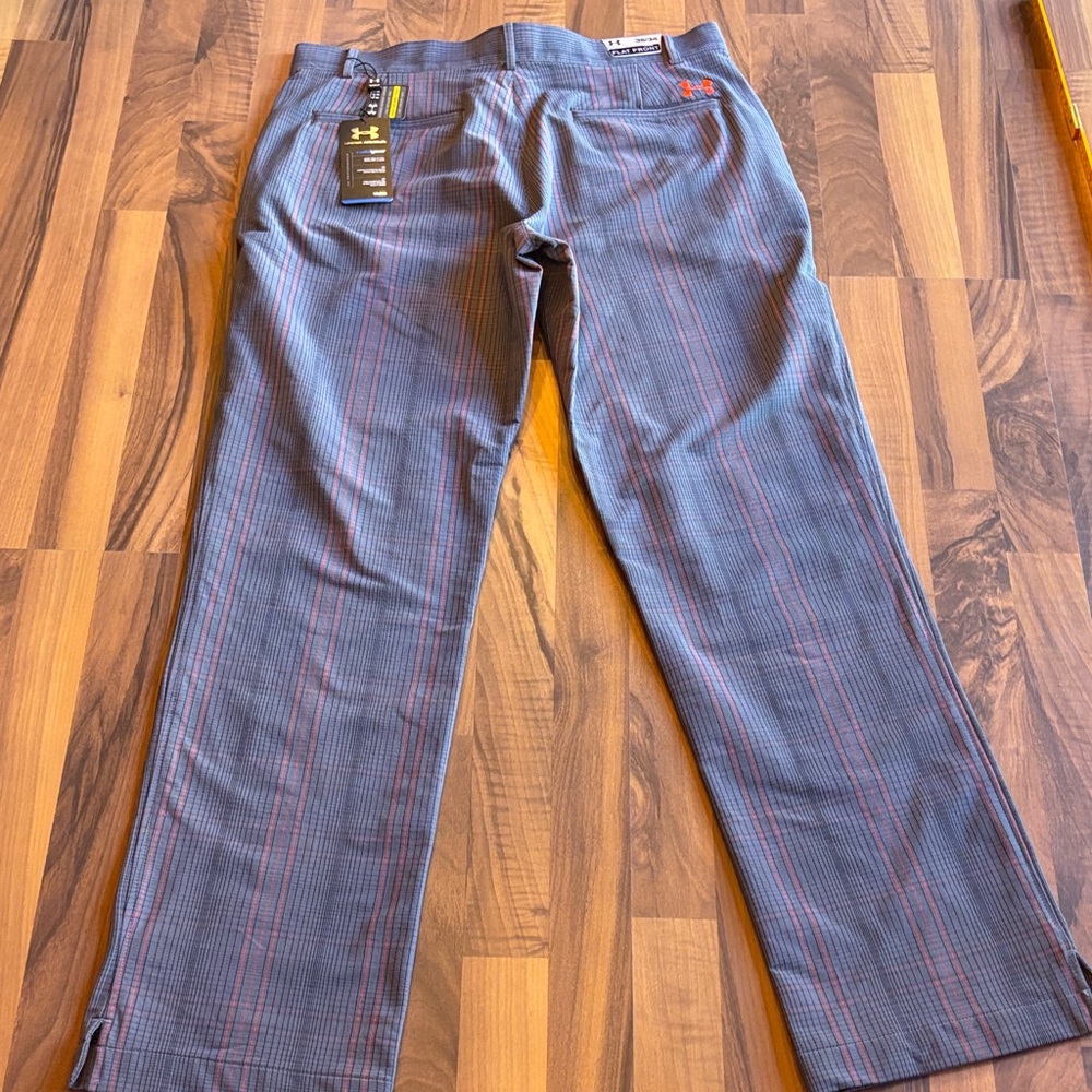 Under Armour Charcoal and Orange Checkered Golf Pants NWT - Picture 6 of 8